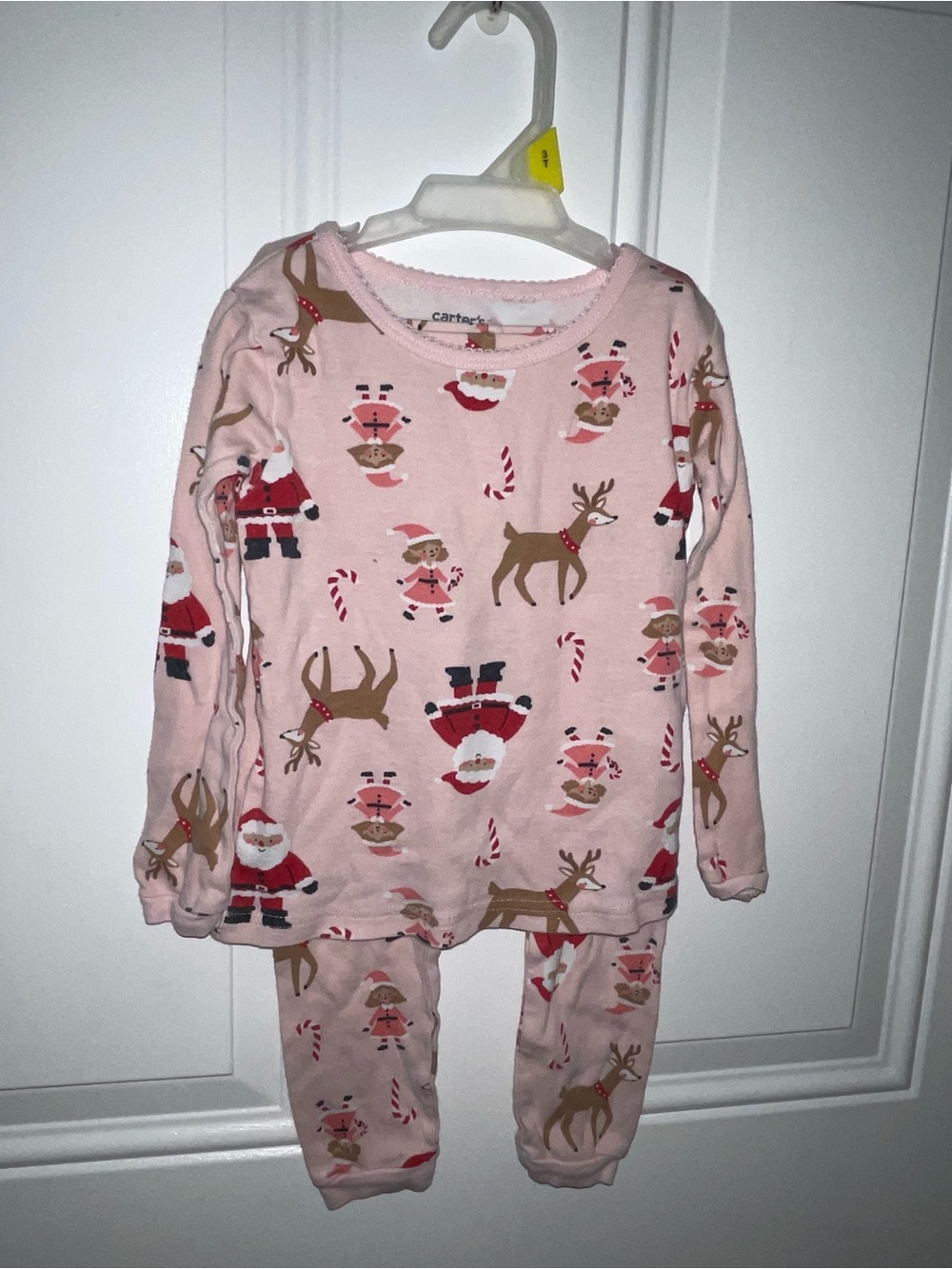 Carter's Pink Holiday Santa & Reindeer Pajama Set